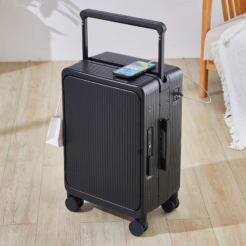 Многофункциональный чемодан Kuai Chi с широкой ручкой 20 Inch (Carry-on) чёрный