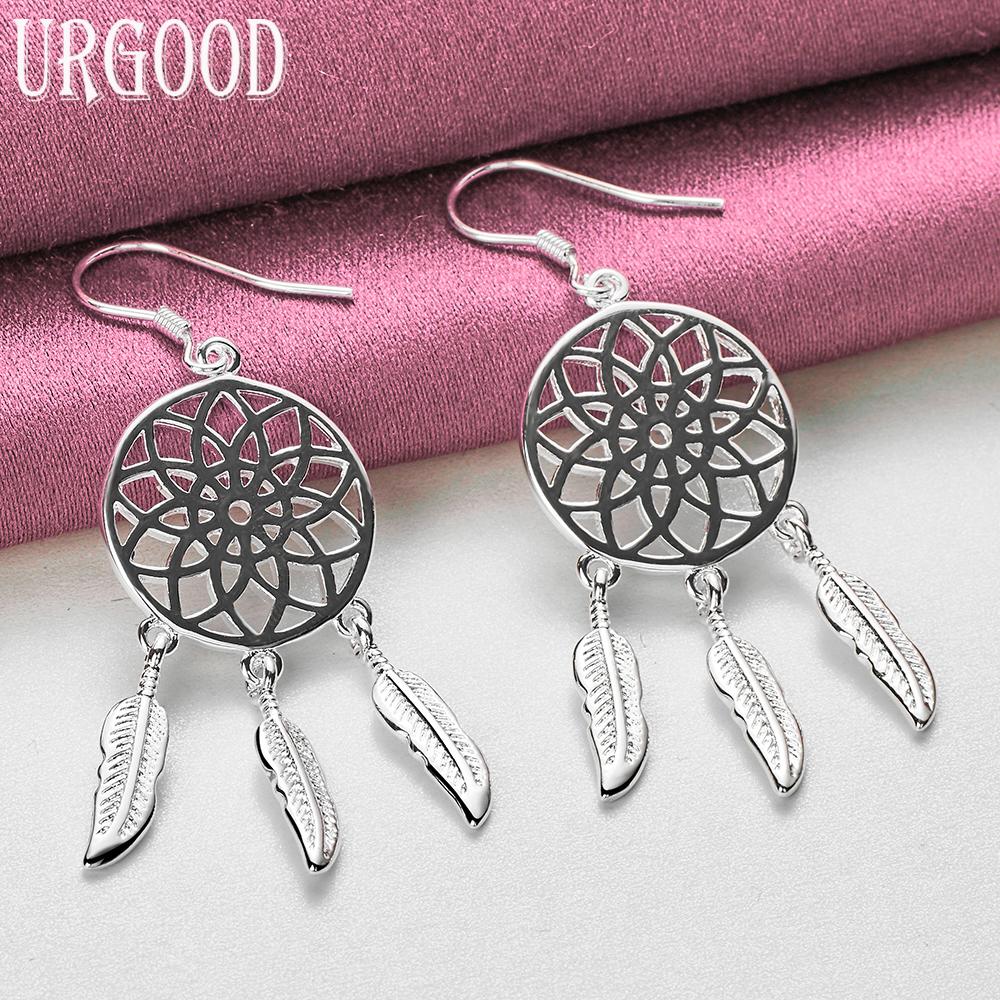 925 Sterling Silver Fashion Leaf Earrings Wedding Jewelry