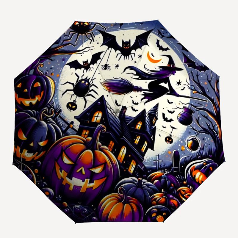 

1PC Halloween Decorations Automatic Open/close Umbrella with 8-Rib Structure for Women/Men, All-Season Use - Travel Essential, Stylish Accessory, High