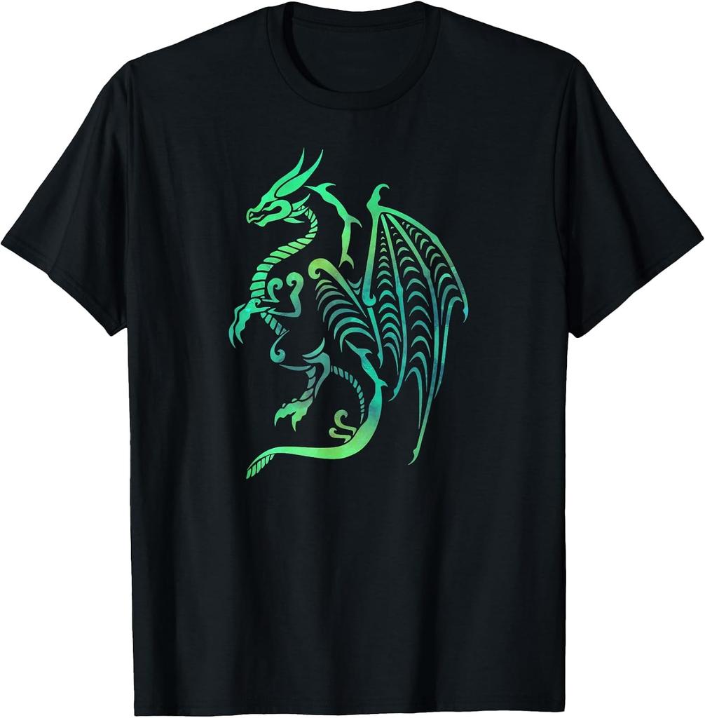 Vintage Green Dragon Fantasy Graphic T-Shirt for Medieval Enthusiasts