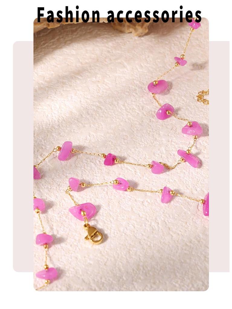 Bohemian Pink Natural Stone Choker & Bracelet Set for Women