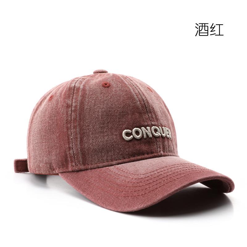Hat Women's Spring and Autumn Retro Denim Alphabet Embroidered Cap Outdoor Men's Travel Sunscreen Shade Baseball Cap