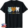 Peace Love Dental Leopard Heart Teeth Cute Dentist Unisex T-Shirt