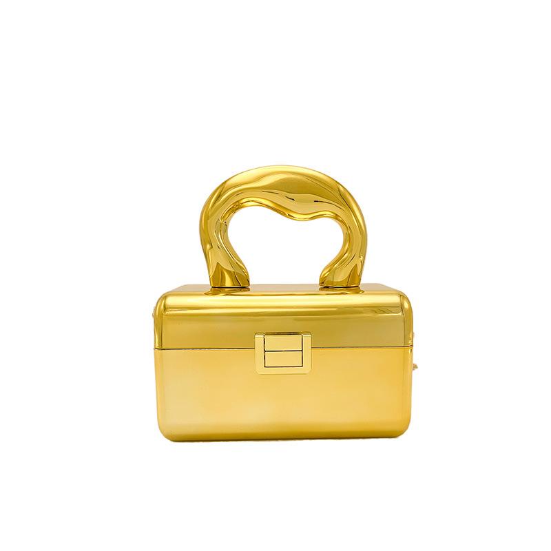 Acrylic box bag women's 2025 new European and American fashion glossy shoulder bag versatile chain messenger dinner bag