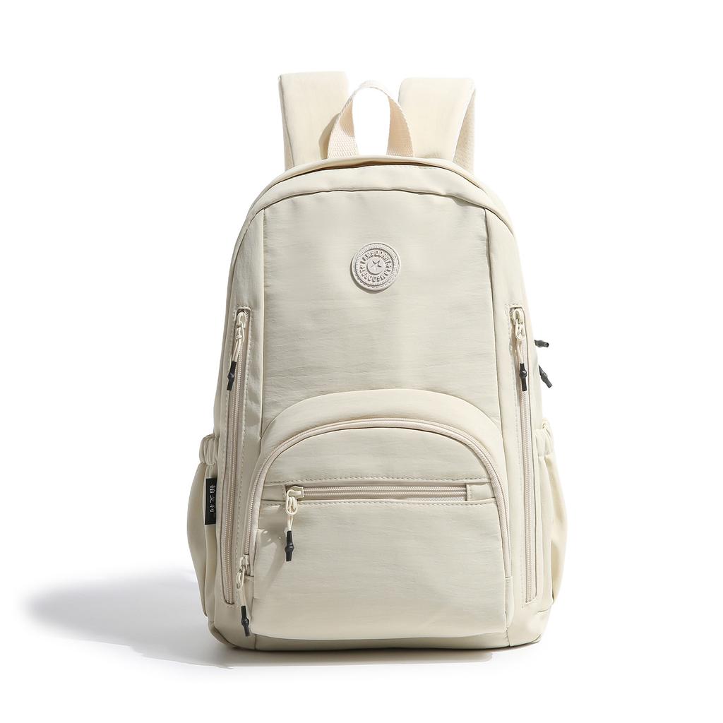 Schoolbag new solid color backpack women's simple large-capacity waterproof nylon bag trendy fashion simple casual student schoolbag