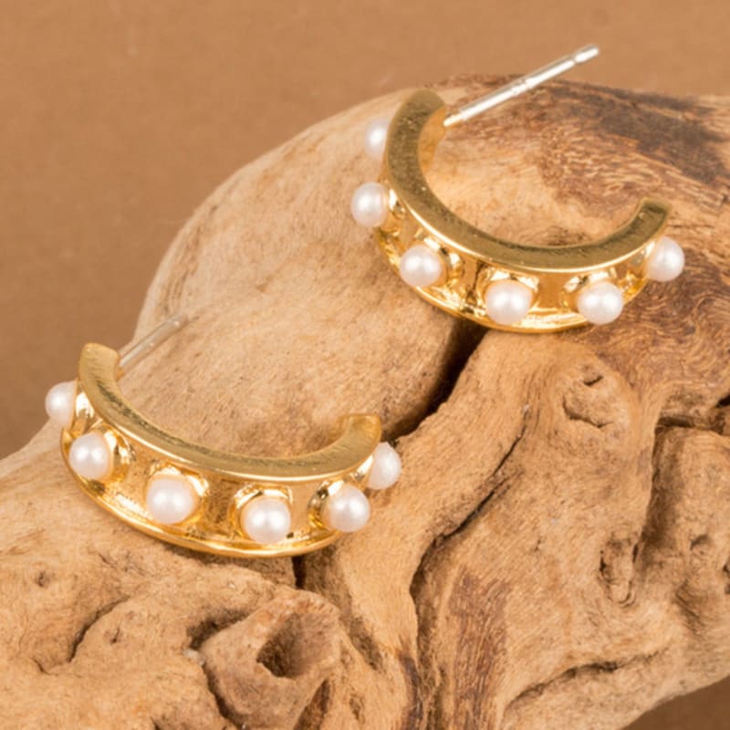 AUGUST ALICE 14K Half-Ring Pearl Earrings