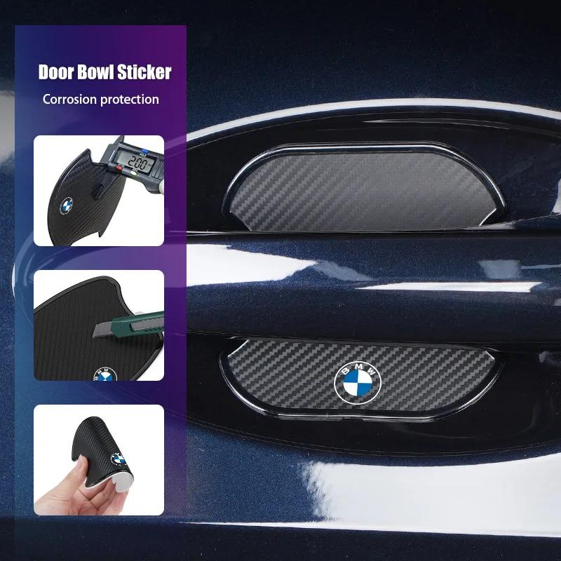 Car Sticker 2025 Hot 4PCS Car Door Handle Bowl Scratch Protector Carbon Fiber Stickers Anti Collision For BMW E46 E90 E60 F30 F1