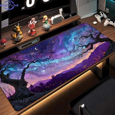 Fantasy Starry Sky Art Landscape Design Large Mouse Pad Desk Mat NonSlip Stitched Edge Pc Accessories Gaming Mats Mouse Carpet