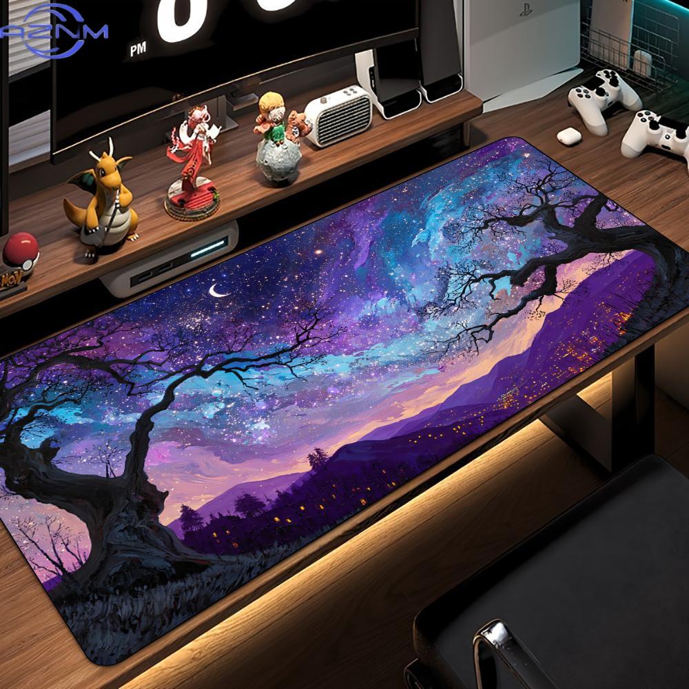 Fantasy Starry Sky Art Landscape Design Large Mouse Pad Desk Mat NonSlip Stitched Edge Pc Accessories Gaming Mats Mouse Carpet