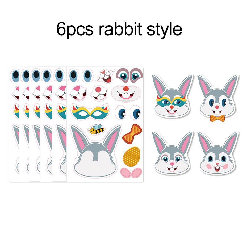 6 arkuszy Naklejki zmieniające twarze zwierząt Zabawki Kreskówkowe Wodoodporne Naklejki Wielokrotnego Użytku Zarządzanie Emocjami i Umiejętność Ekspresji TMZ