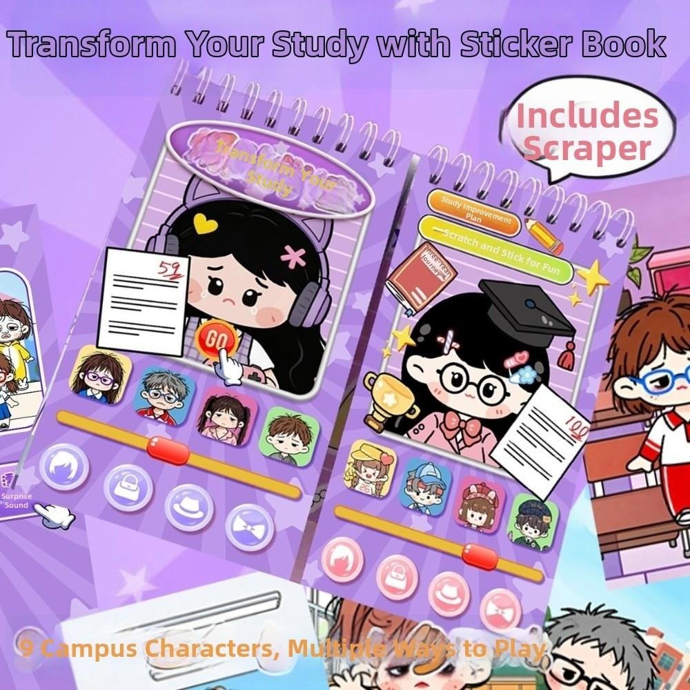 Renovation Family Members Character Dress-Up Sticker Book with Scraper Cartoon Quiet Book Children