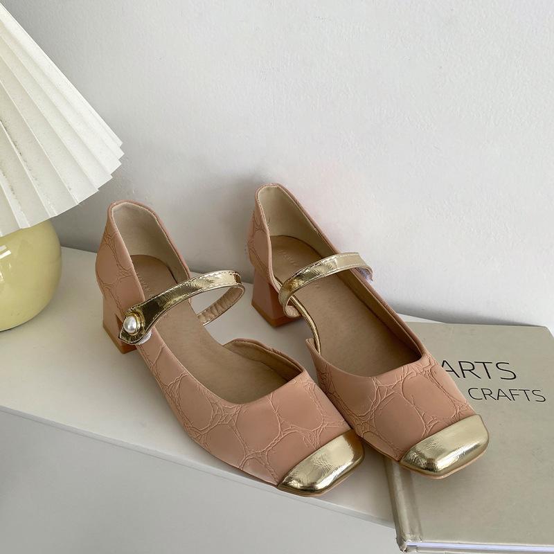 

Розовые французские туфли-лодочки на толстом каблуке, с юбкой, с открытым мыском, женские, новая весна 2025, ретро, маленькие ароматные туфли Мэри Джейн 39 розовый