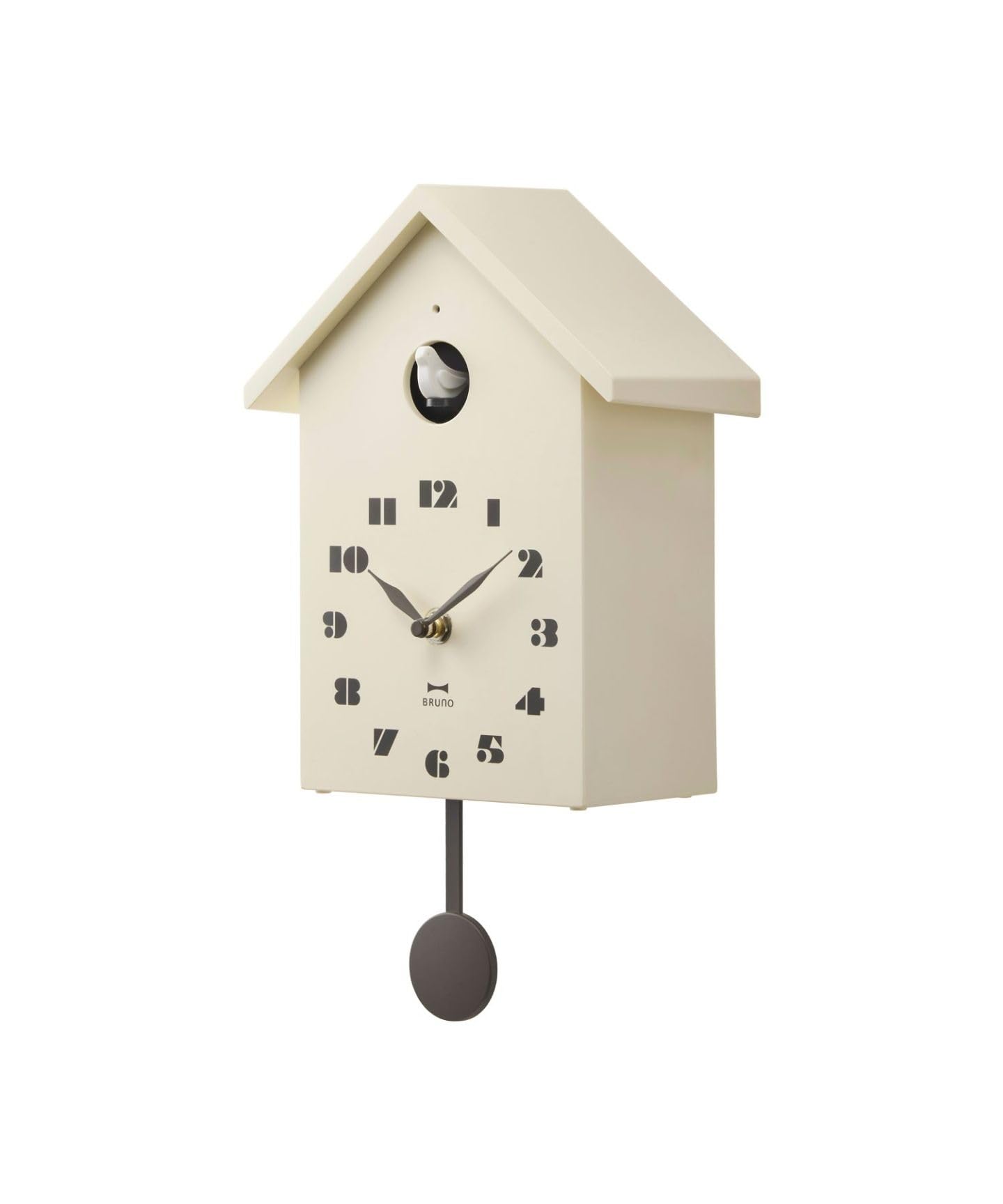 

BRUNO Cuckoo Clock, Pendulum Clock, Wall-Mounted/Tabletop Clock, Cute and Stylish, Ivory Birdhouse Clock, BCW047-IV
