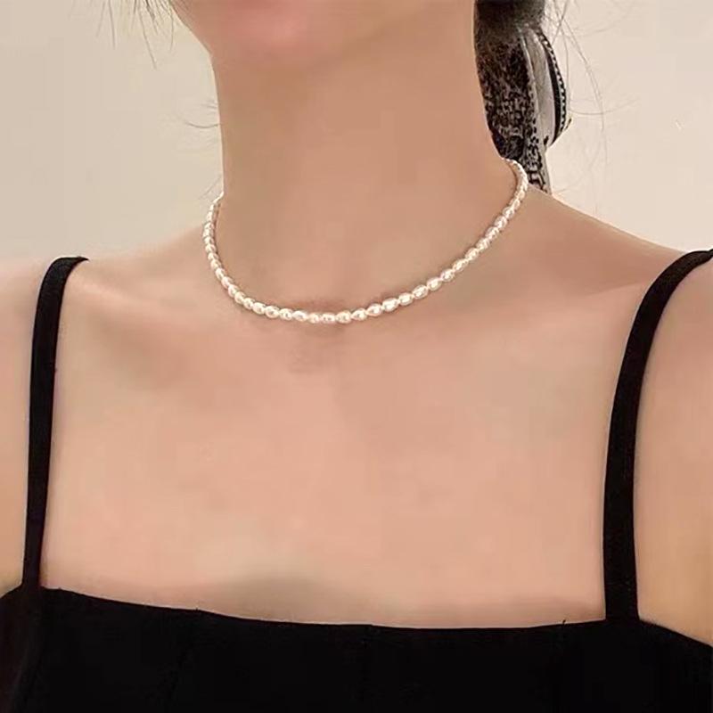 Simple new natural freshwater pearl necklace, INS versatile commuter choker, high-end Xiaomi bead necklace for women