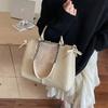 New retro large-capacity handbag fashionable women's texture light luxury tote bag solid color shoulder bag