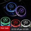 Hots 2 Stück LED beleuchteter Auto-Getränkehalter-Untersetzer für Mercedes Benz AMG C260 W204 W205 W211 W212 Auto Innenraum Ambientebeleuchtung Co