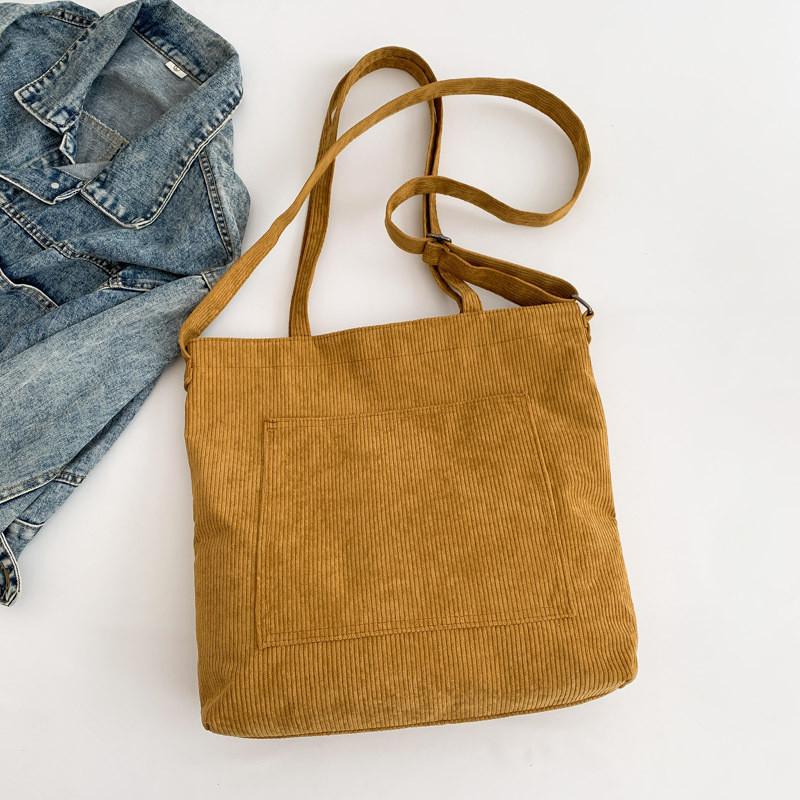 Chic Minimalist Fashionable Tote Bag For Women With Soft Corduroy Material