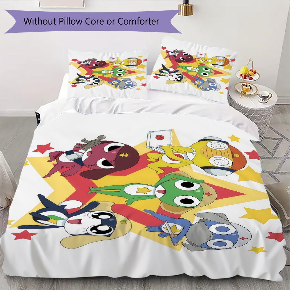 

Keroro Pattern Bedding uilt Set uilt Cover Pillowcase Home Decoration Birthday Gift (1 * duvet cover + 44 * pillowcase without core) 135x200cm