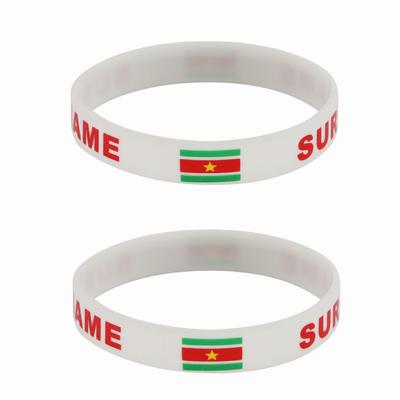 2 pulseras de silicona con la bandera de Surinam, pulseras deportivas, correas de muñeca con banderas nacionales para hombres y mujeres, banda de goma motivacional, accesorios de moda, regalos