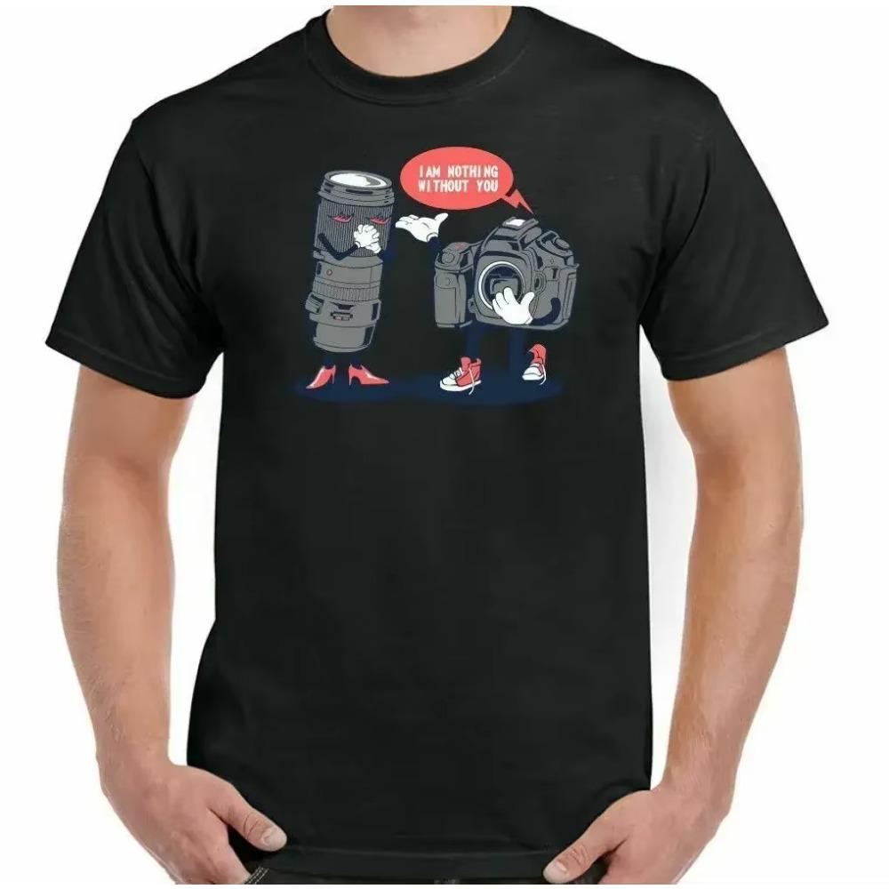 Photography T-Shirt Mens Funny Photographer Camera Lens Top Nothing Without You