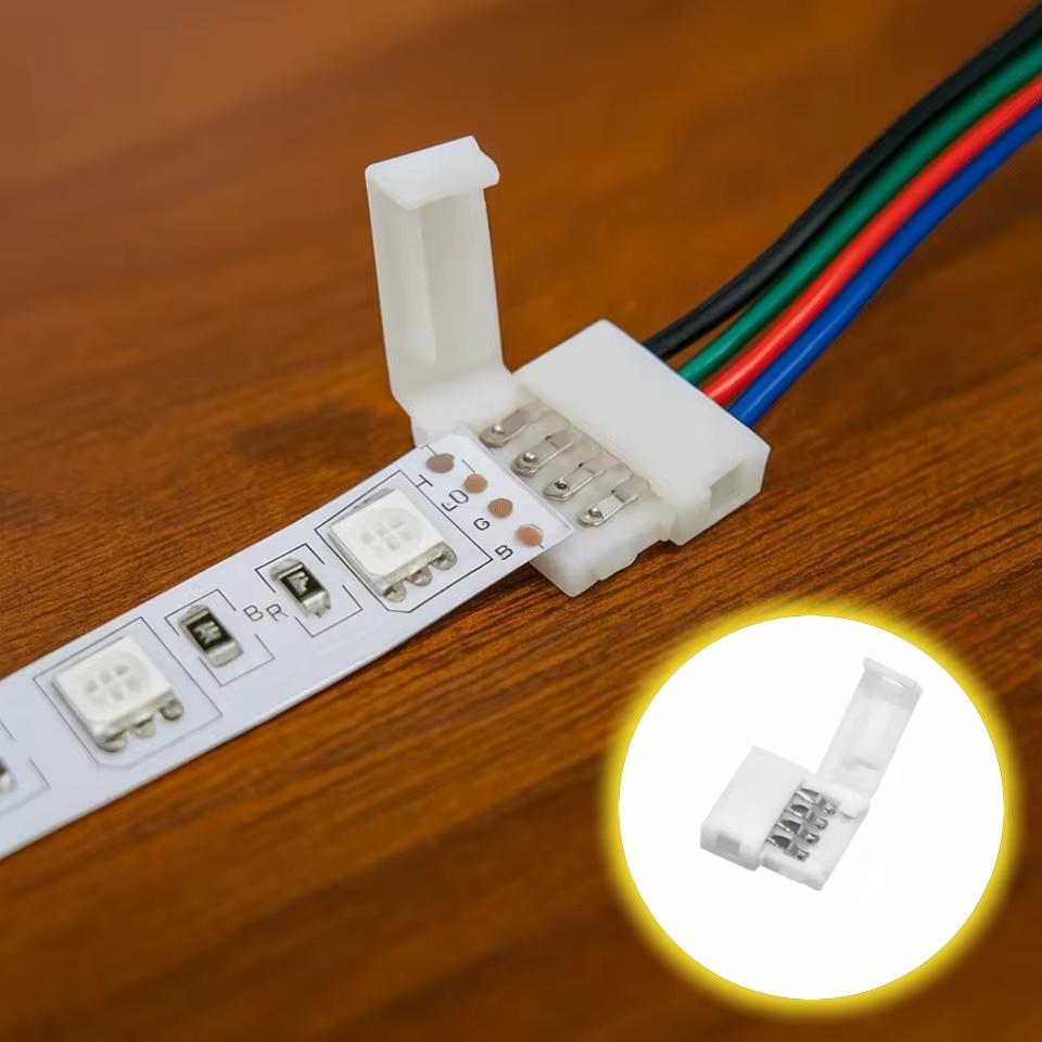 10pcs LED Strip Connector 8mm 10mm 2 Pin 4 Pin 3528 5050 RGB Single Color Solderless PCB Board Wire Free Welding Connectors