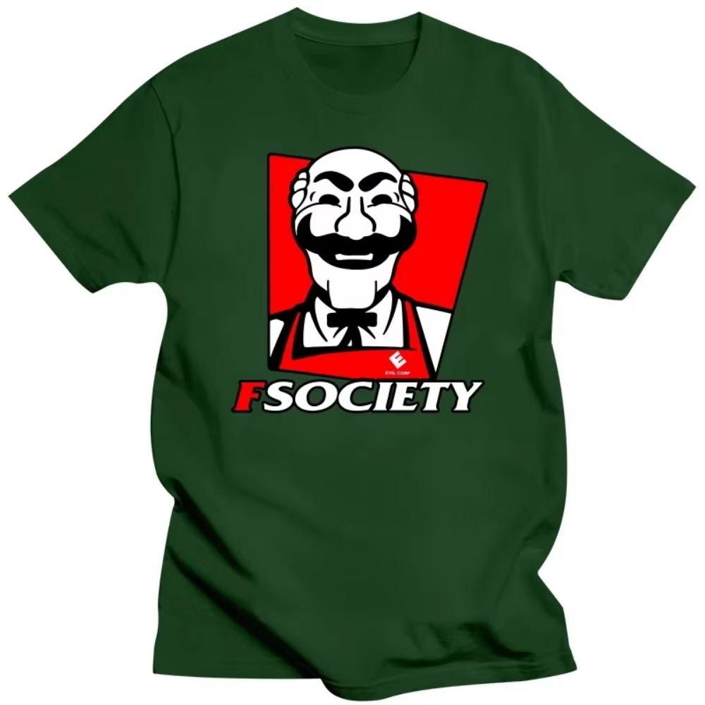 Rolig Mr Robot FSociety T-shirt Herr Kortärmad Casual Hacking T-shirt Hacker T-shirt Lös Passform 100% Bomull Geek T-shirt Toppar Gåva