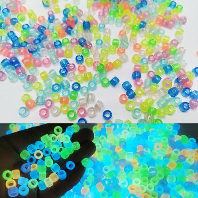 Luminous Candy Color 6x8mm Large Hole Barrel Beads - Acrylic Loose Beads for DIY Jewelry Crafts