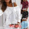 Off Shoulder Sequin Fashion Pullover Long Sleeve T Shirt Street Trendy Womens Top