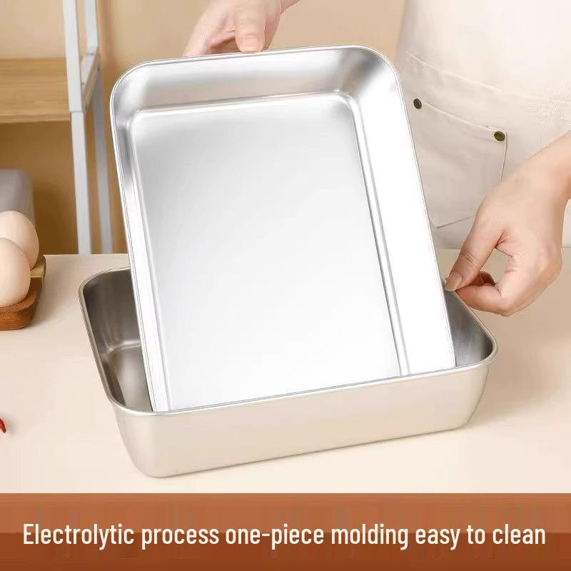 Rectangular Large Capacity Stainless Steel Food Storage Container with Lid for Refrigerator and Meal Prep