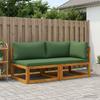 Modular Sofa Set with Cushions 2 pcs. 2 Seater Solid Acacia Wood