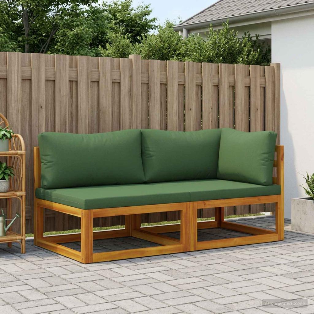 Modular Sofa Set with Cushions 2 pcs. 2 Seater Solid Acacia Wood