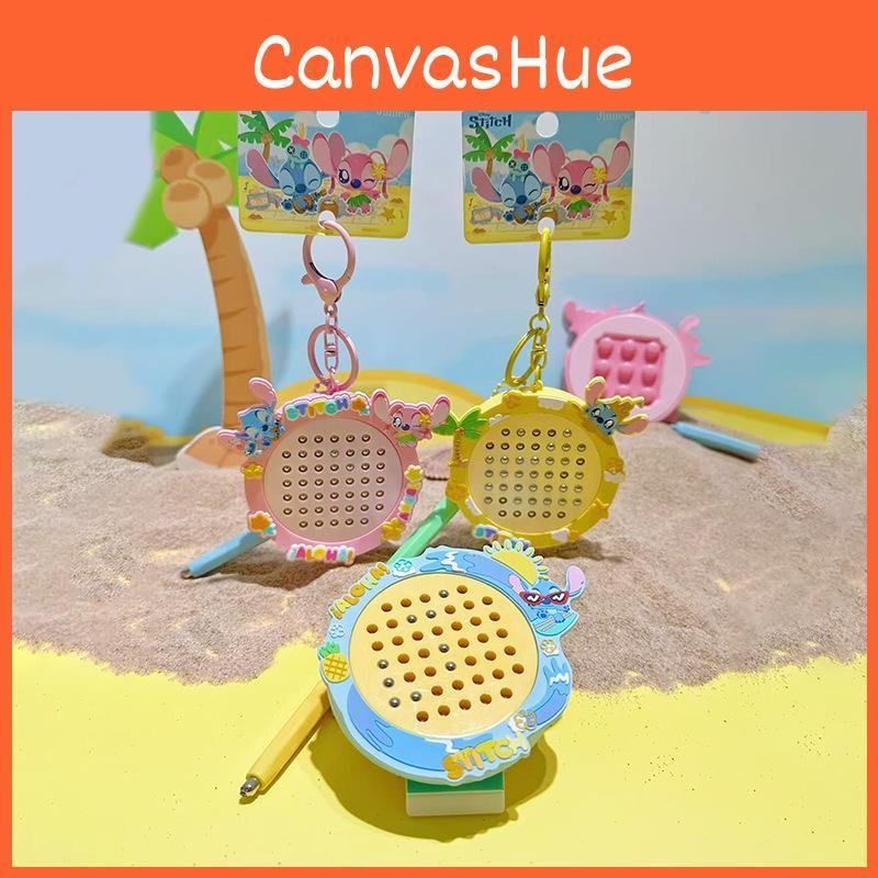 Stitch Beach Summer Steel Ball Art Board Keychain With Pvc Hang Decor Kids For
