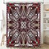 Red White Boho Print Shower Curtain Waterproof Fabric Washroom Decor Home Decorative Bath Mat Bathroom Wall Hanging Large Size