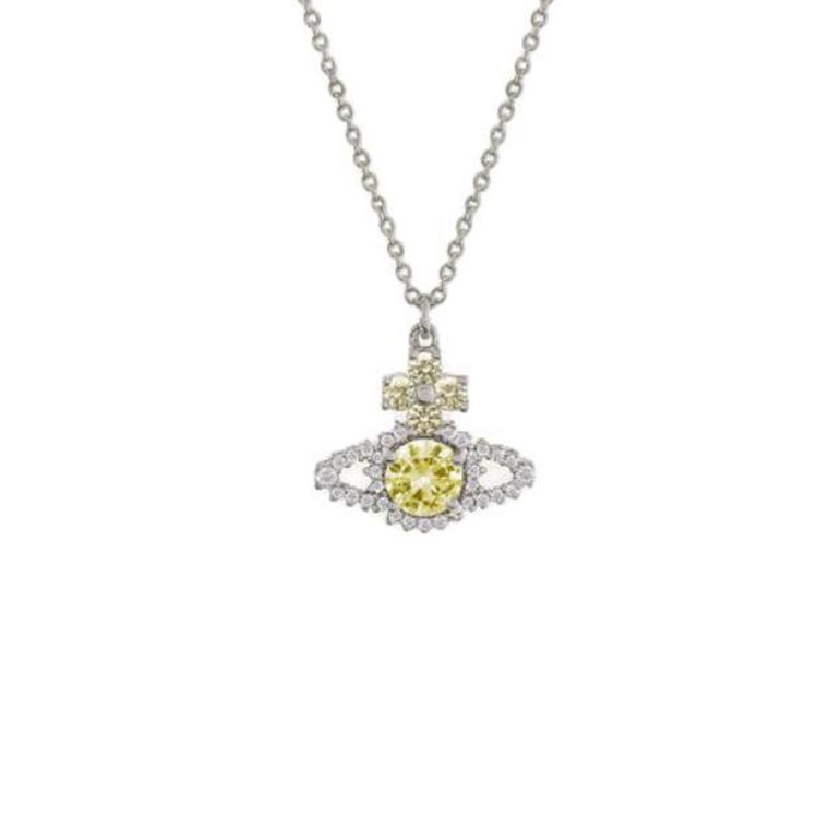 

Vivienne Westwood Valentina Saturn Logo Design Pendant Necklace Women necklace Yellow-Diamond Silver 63020118-02P553 Basic Packaging-Dust Bag+Box