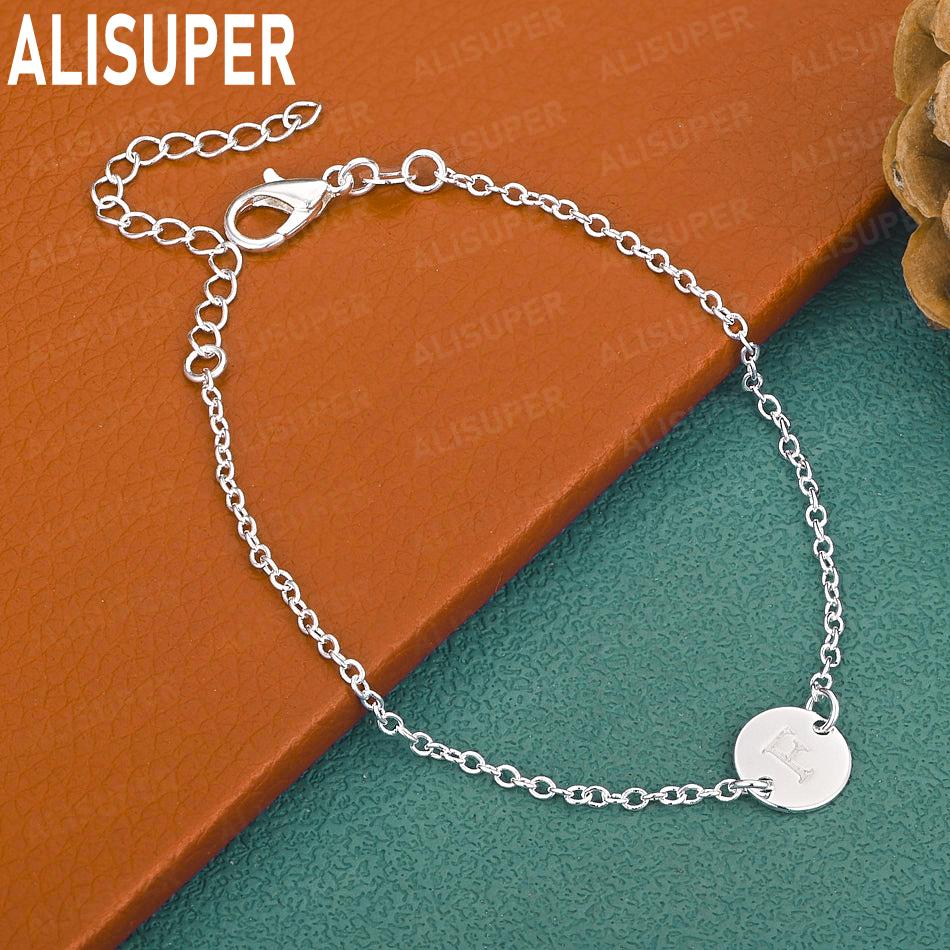 925 Sterling Silver 26-Letter Romantic Round Bracelet - Exquisite Gift Jewelry