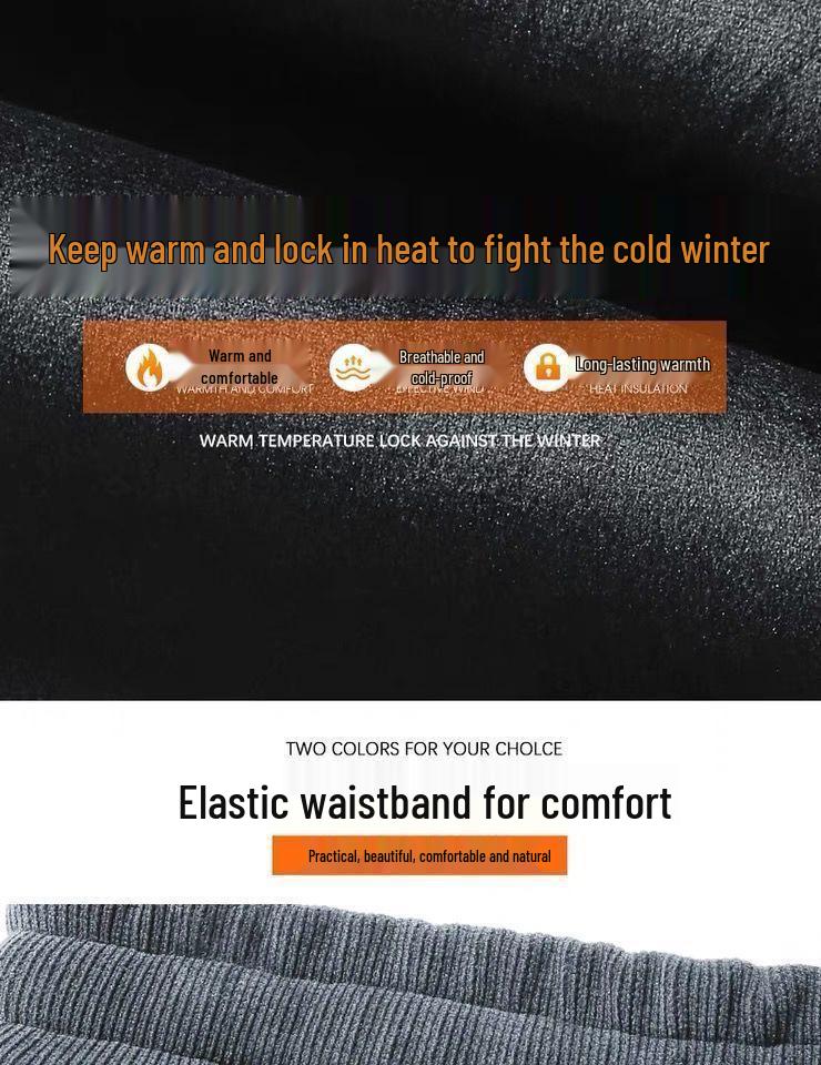 Men's European Size Corduroy Casual Winter Sweatpants with Velvet Lining