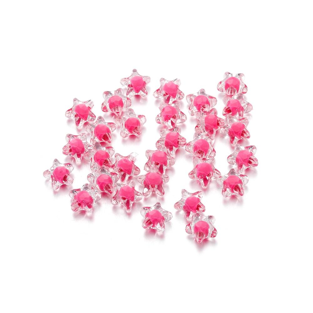 20Pcs/Lot Transparent Five-pointed Star Shape Acrylic Charm Spacer Loose Beads for Jewelry Making DIY Bracelet Accessories