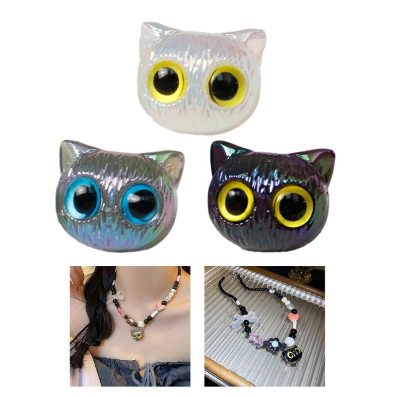 Cat Spacers Beads Animal Head Loose Beads for Earring Bracelet Necklace Jewelry Making Acrylic Colorful Cat Bead DIY Art