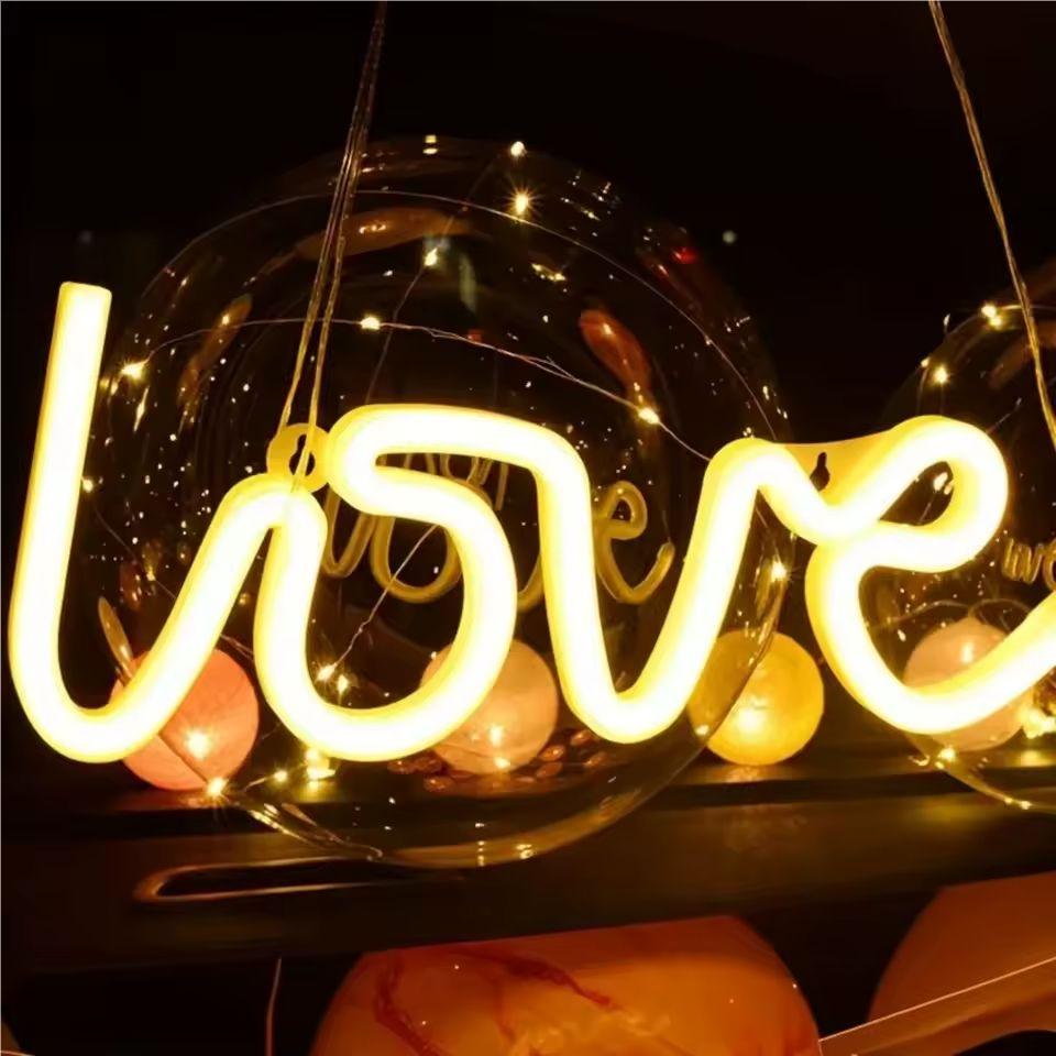 1pc LOVE Shape LED Neon Light,USB&Battery Powered Novelty Letter Neon Night Light,For Parties, Bars,Home,Bedroom,Room Wall Decor