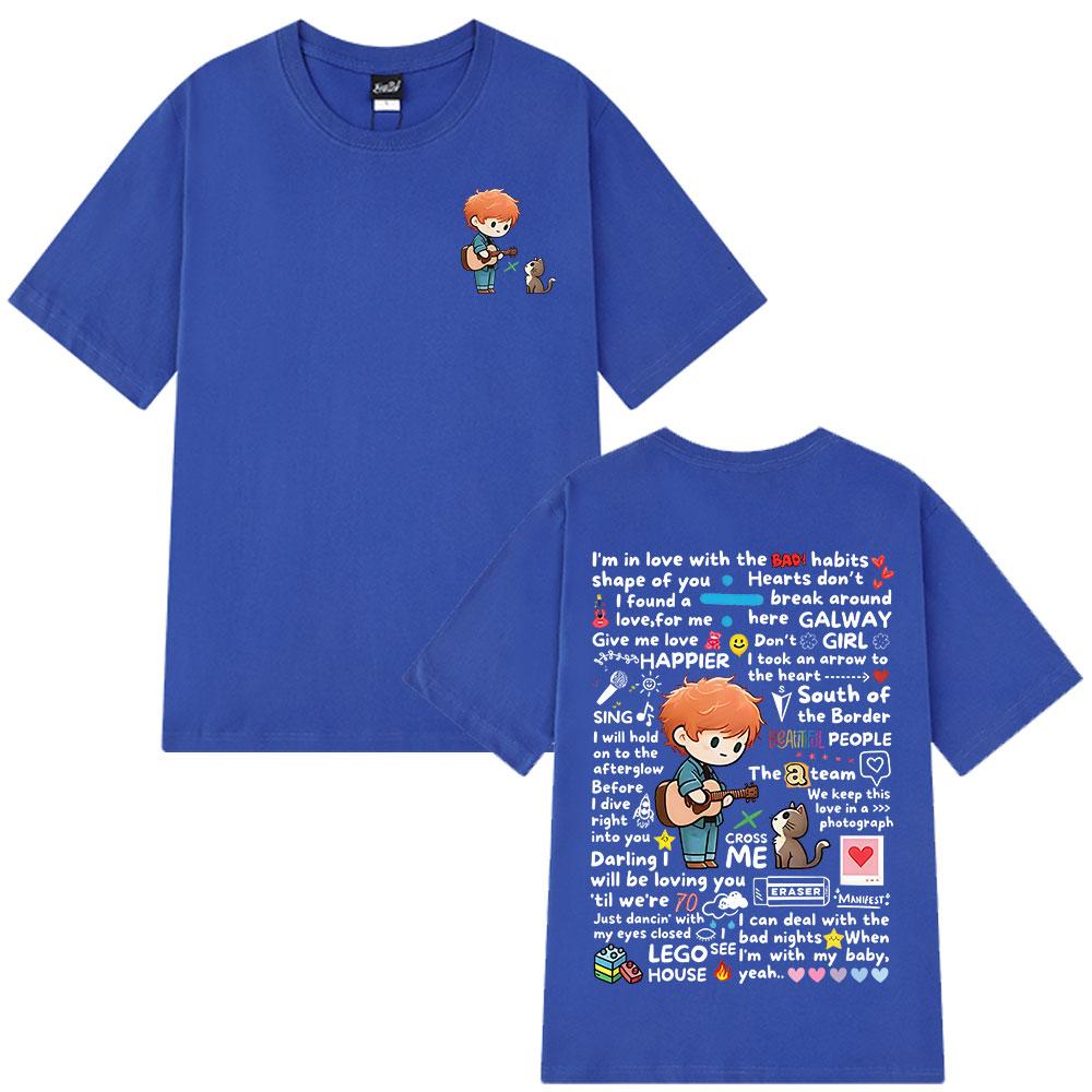 Ed Sheeran European Tour 2025 Graffiti Pattern Print T Shirt Men Women Cotton Casual Short Sleeve T-shirt Fashion Loose T-shirts