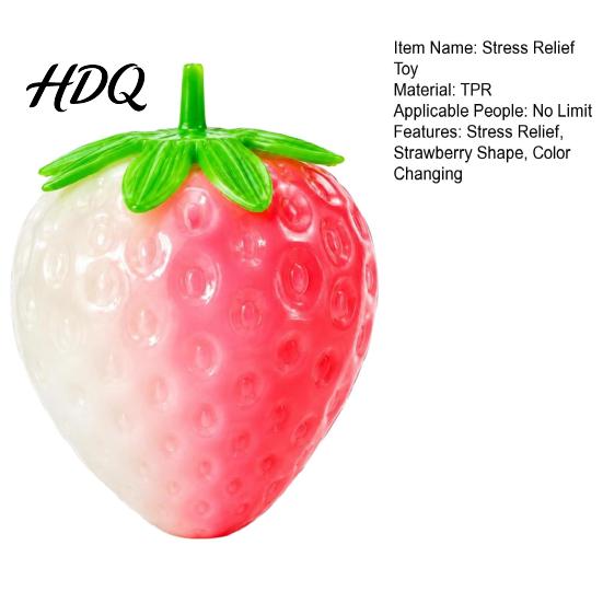 Stress Relief Gadget 1/2Pcs Strawberry Squeeze Toy Color Changing Ball Sensory Decompression