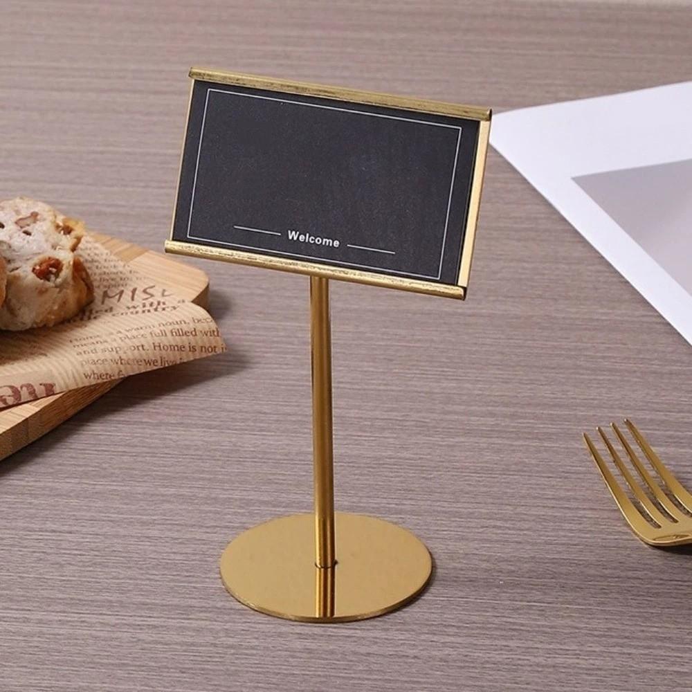 Sleek Menu Card Holder Stainless Steel Place Card Holder Photo Clip Display Rack  Office