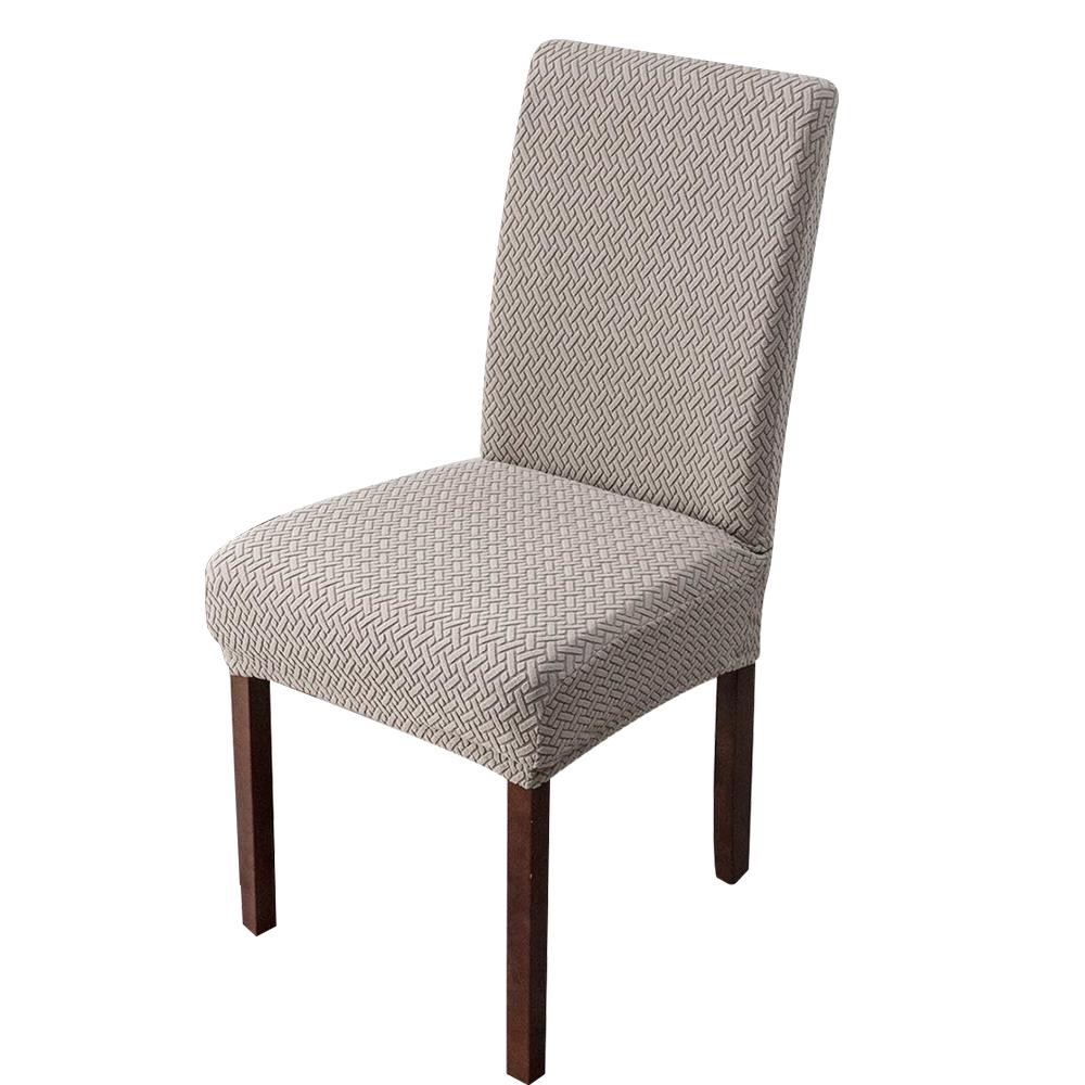T-Jacquard Dining Chair Cover Solid Color Soft Elastic Fabric Chair Slipcover Protector Washable Kitchen Living Room Wedding