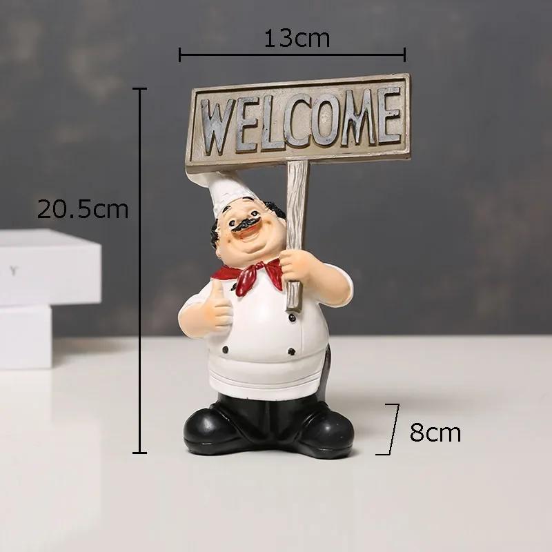 Chefes Barbudos Figuras Creativas Estatua Decoración de Escritorio Personaje Chef Profesional Escultura de Resina Adornos Decoración Moderna para el Hogar
