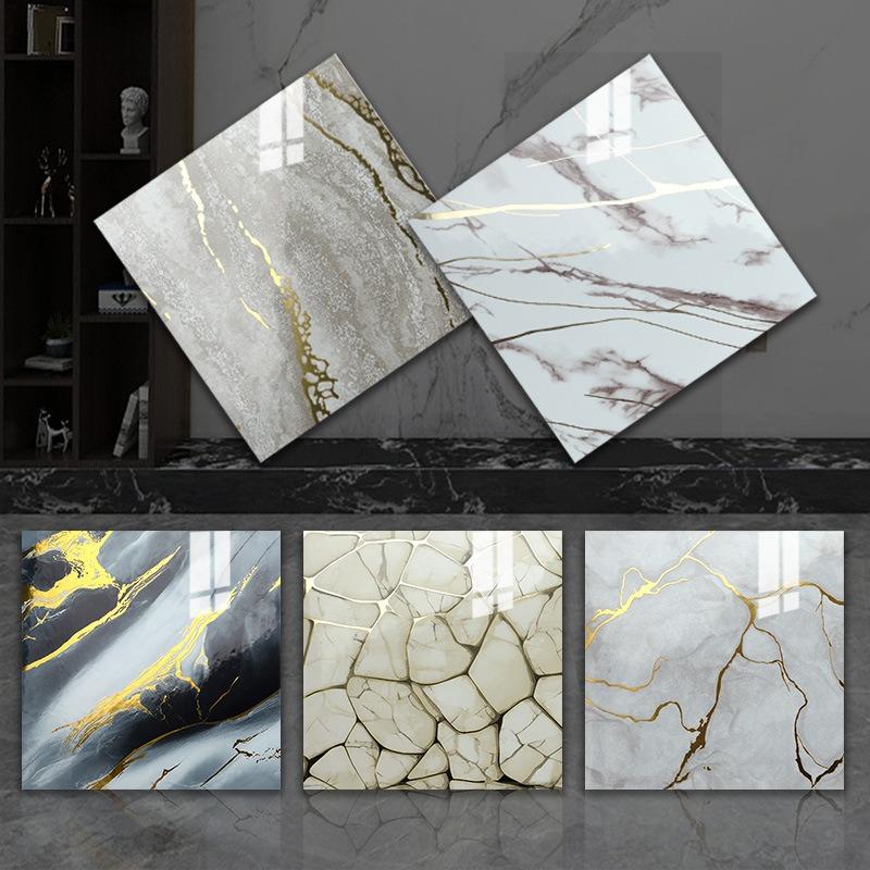 Gold Studded Collage Imitate Tile Wall Stickers for Kitchen Backsplash Bathroom and Living Room Decor Self Adhesive Foam Sticker