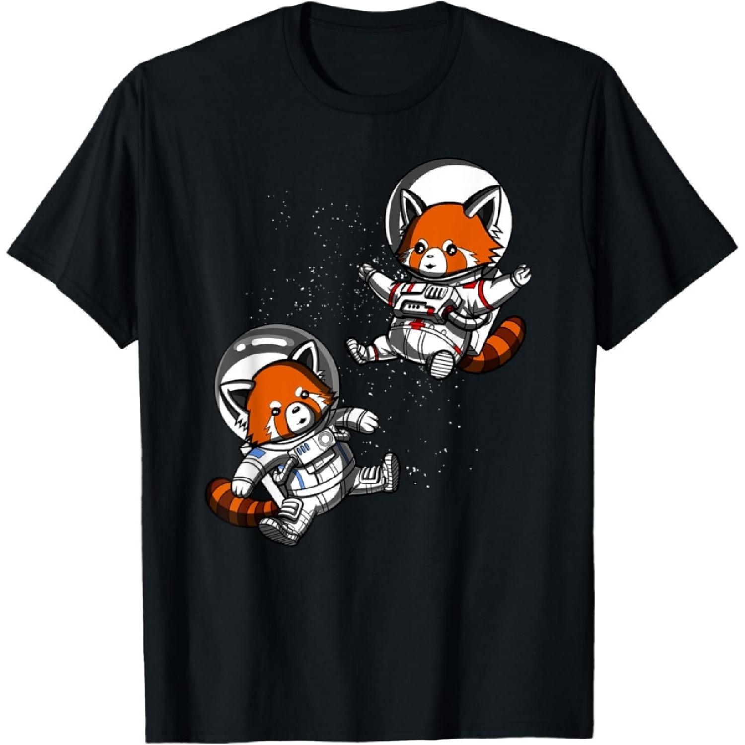 Red Panda Bear Space Astronaut Funny Cosmic Girls Boys Kids T-Shirt XXXXXL чёрный