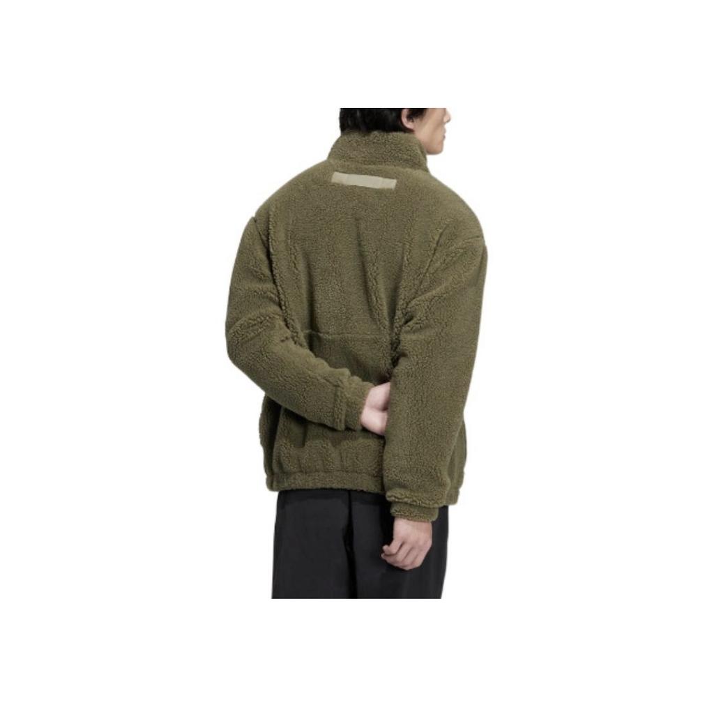 Adidas Originals Trefoil Solid Color Logo Embroidery Stand Collar Zip Jacket Men Outerwear Green IC8163