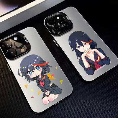 Anime R-Ryuko M-Matoi Telefoonhoesje Voor iPhone17,16,15,14,13,12,11 Plus,Pro Max Zwart Snoep zilveren telefoonhoesje