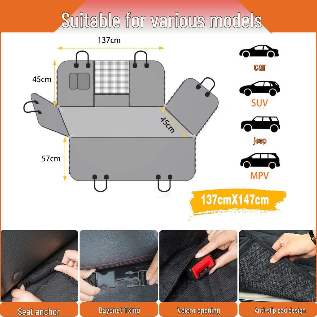Waterproof & Dirt-Resistant Pet Car Seat Cover for Cats & Dogs - Thickened, Durable Back Seat Mat