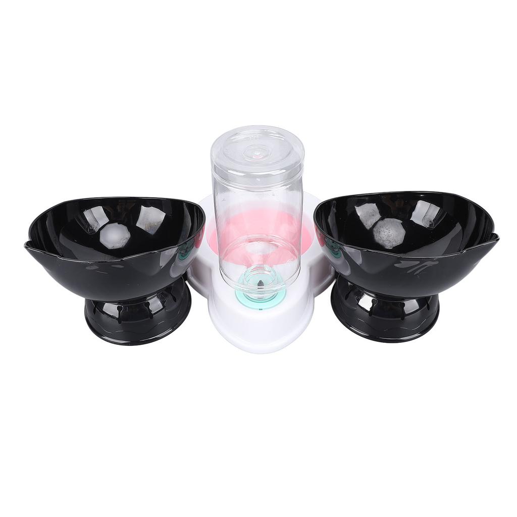 Cat Food and Water Bowl Set Neck Guard 3 In 1 Double Cat Feeding Bowl and Automatic Water Dispenser Set for Home Pet